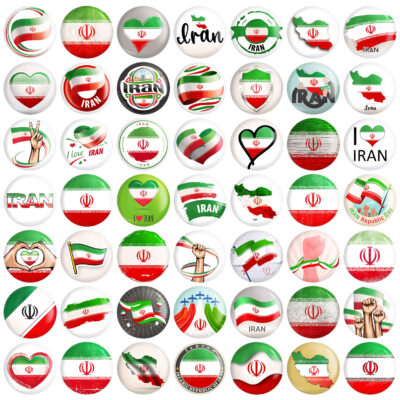 Image of Persisches Ansteckbutton-Set - Flagge Irans (49 Stück)