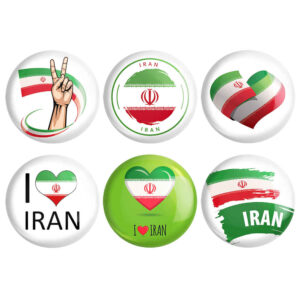 Persisches Ansteckbutton-Set – Flagge Irans (6 Stück)