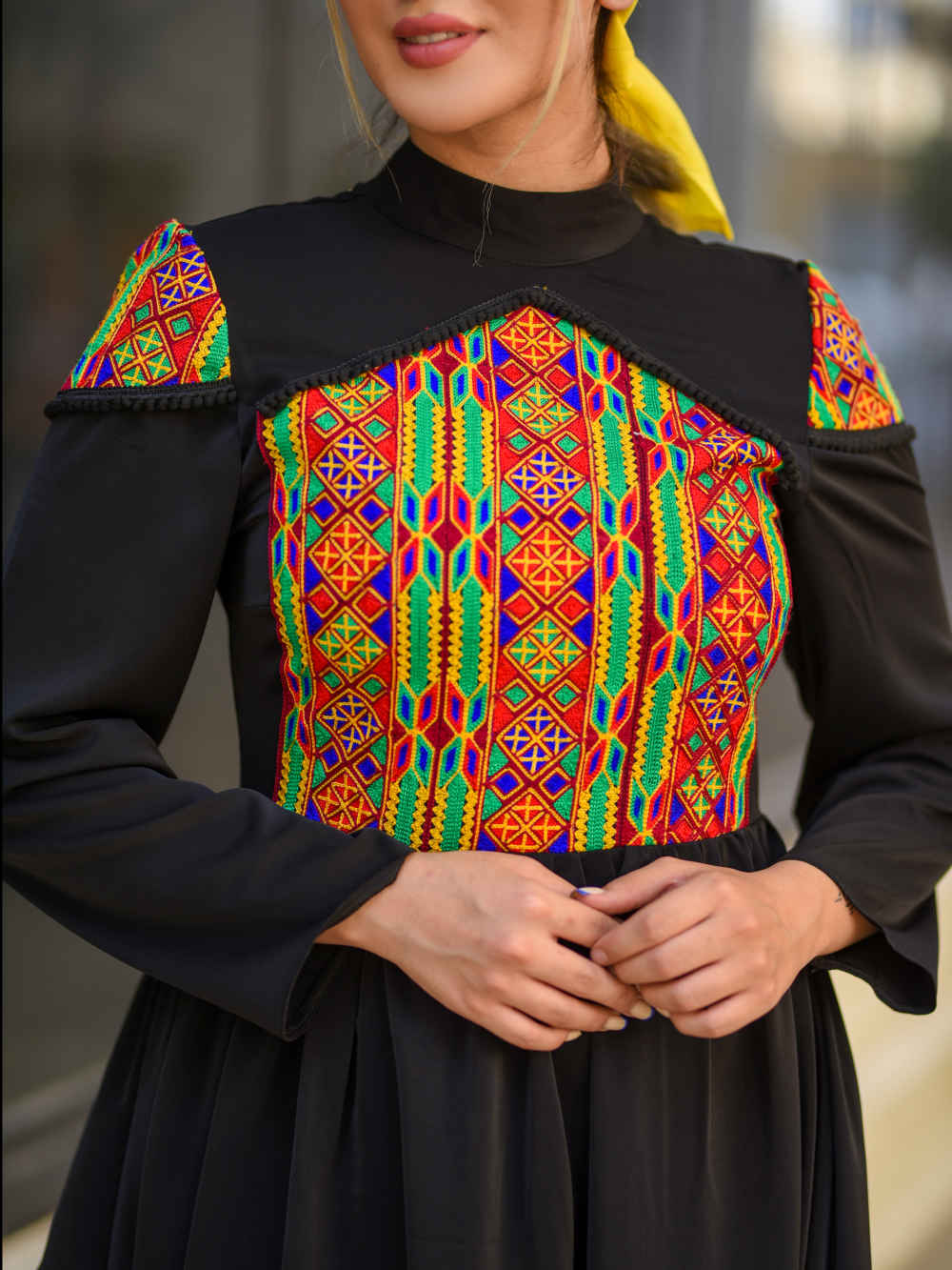 Damen Langarm Kreppe Kleid Geeignet für Outdoor Modell Setila