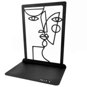 Gesichts-Design Buchstütze aus Metallkunst – mutige Wahl für moderne Regale