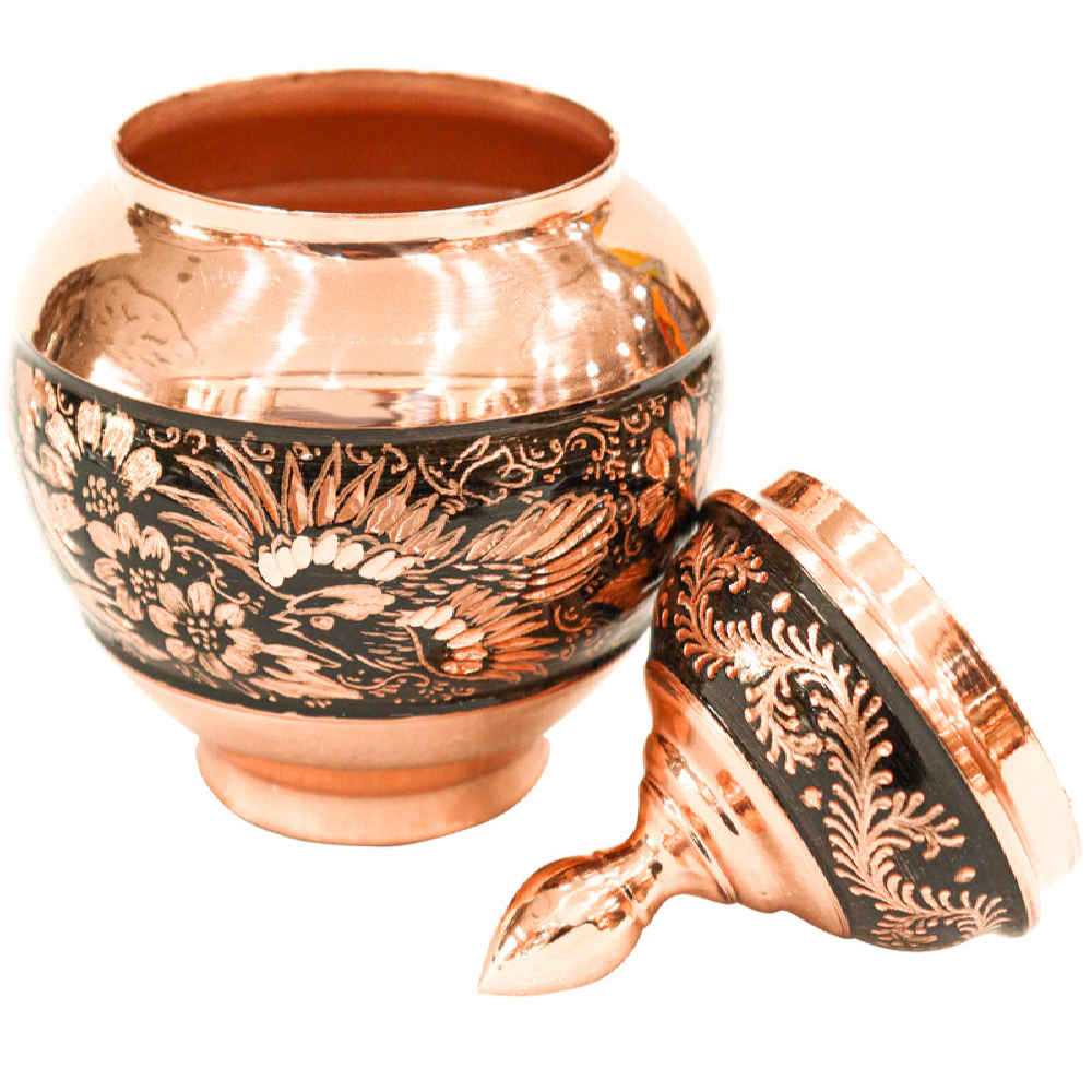 Handgefertigte persische gravierte Kupfer-Zuckerschale Almas