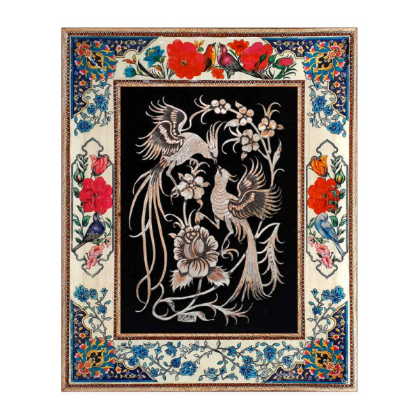 Handgefertigte gerahmte persische gravierte Kupferkunst Farahnaz – Traditionelle Wanddekoration