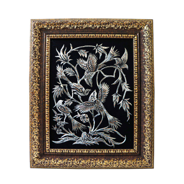 Handgefertigte gerahmte persische gravierte Kupferkunst Tamana – Traditionelle Wanddekoration