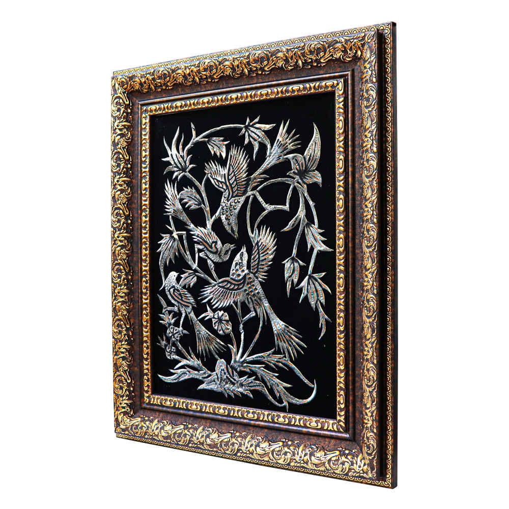 Handgefertigte gerahmte persische gravierte Kupferkunst Tamana – Traditionelle Wanddekoration