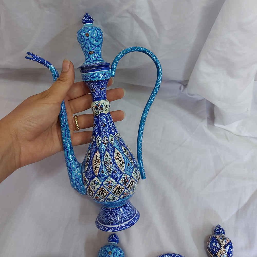 Persischer Kupfer-Rosewater-Sprenger – Minakari Emaille Khataei