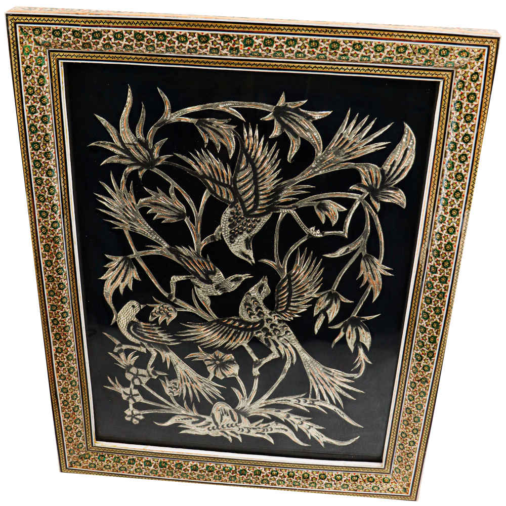 Handgefertigte gerahmte persische gravierte Kupferkunst Hanifeh – Traditionelle Wanddekoration