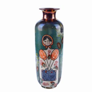 Kleine Keramikvase für Einzelblume – Perfektes Geschenk für Pflanzenliebhaber mit Mädchenmotiv