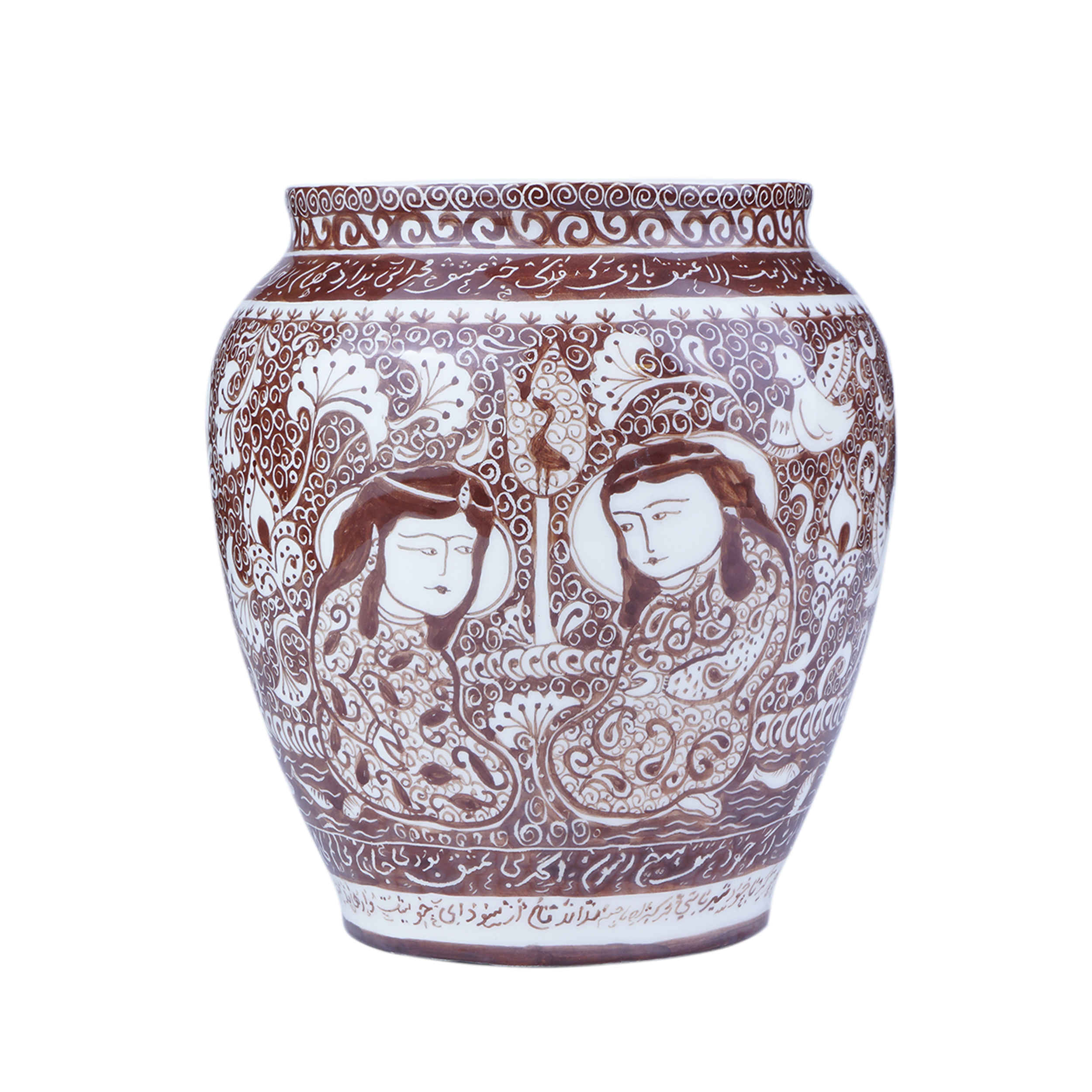 Handgefertigte dekorative persische Töpfervase mit Kunstmotiv Khatoon