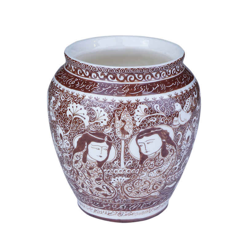 Handgefertigte dekorative persische Töpfervase mit Kunstmotiv Khatoon