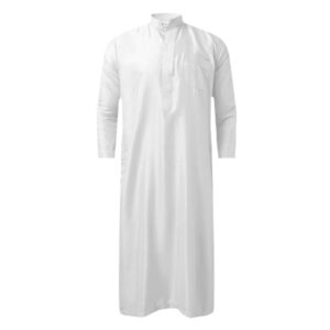 Weißer Emirati-Style Dishdasha Thobe für Herren – Traditionelles Arabisches Robe