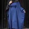 Traditionelle Schmetterlings-Abaya für Frauen – Weiches Marineblaues Kreppgewebe