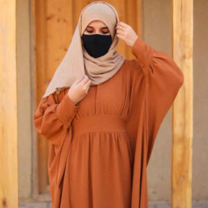 Traditionelle Schmetterlings-Abaya für Frauen – Weiches Orangenes Kreppgewebe