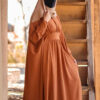 Traditionelle Schmetterlings-Abaya für Frauen – Weiches Orangenes Kreppgewebe
