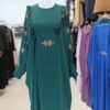 Traditionelle Abaya für Muslimische Frauen Floral mit Weichem Kreppgewebe