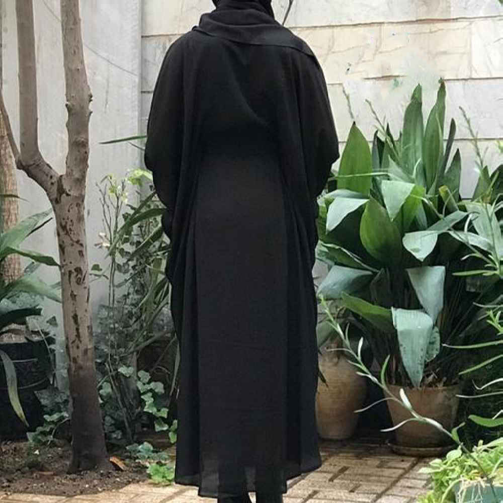 Traditionelle Schmetterlings-Abaya für Muslimische Frauen – Weiches Kreppgewebe