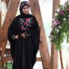 Stilvolle Schmetterlings-Abaya für Muslimische Frauen – Weiches Schwarzes Kreppgewebe