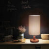 Minimalistische Holz-Tischlampe & Nachttischlampe Handgefertigt mit Weißem Schirm Mitra