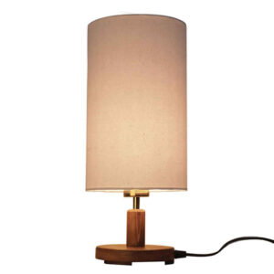 Minimalistische Holz-Tischlampe & Nachttischlampe Handgefertigt mit Weißem Schirm Mitra