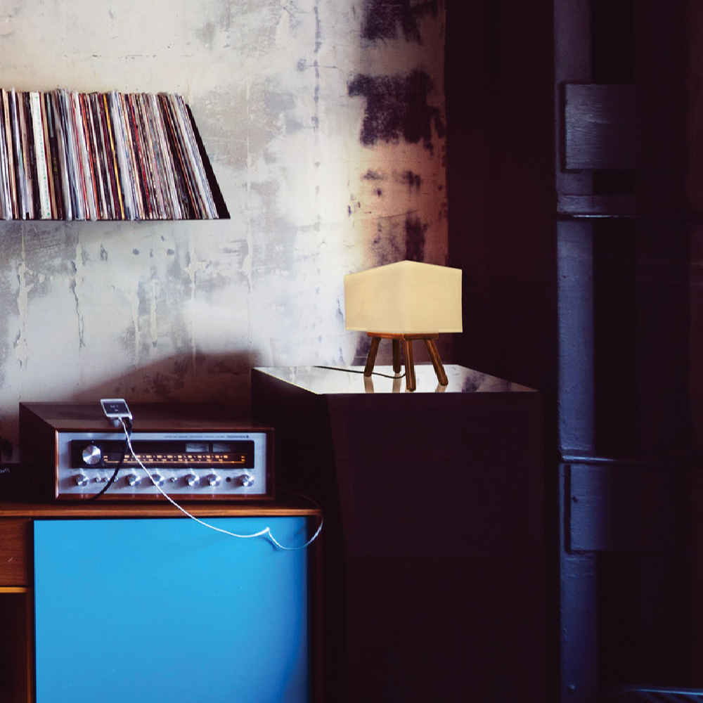 Akzent Holz-Tischlampe Handgefertigt Nastaran