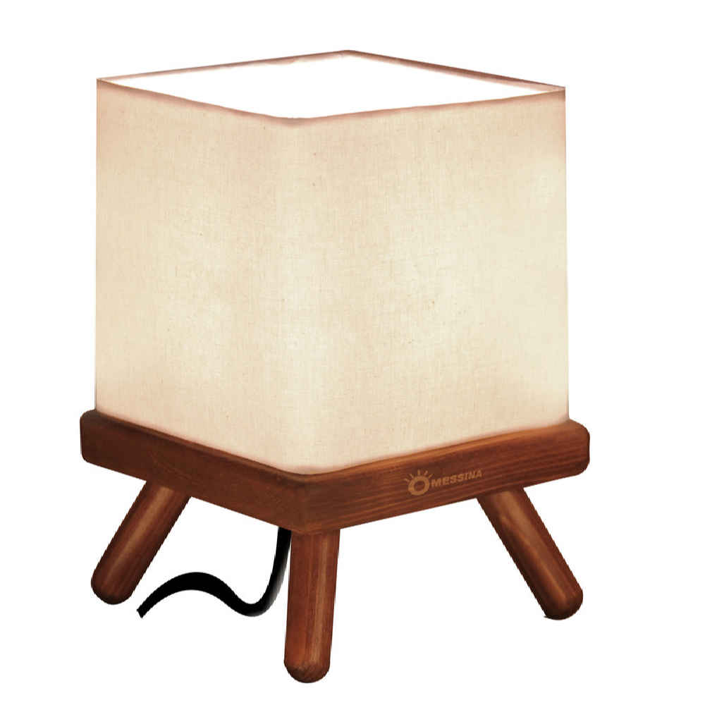 Accent Wooden Table Lamp Handcrafted SquAkzent Holz-Tischlampe Handgefertigt Quadratare