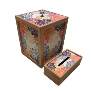 Persisches Holz-Abfalleimer- und Taschentuchbox-Set – Negar