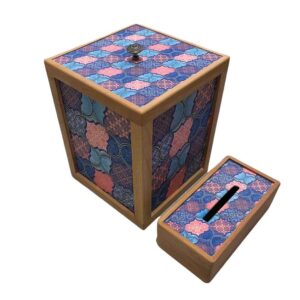 Persisches Holz-Abfalleimer- und Taschentuchbox-Set – Nina
