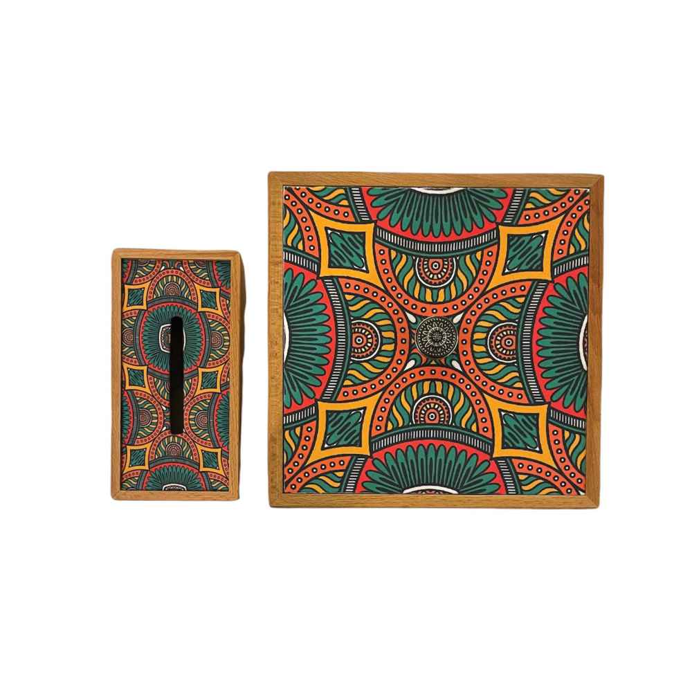Persisches Holz-Abfalleimer- und Taschentuchbox-Set – Sonati