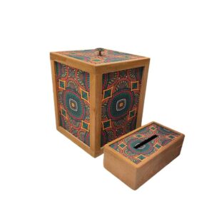 Persisches Holz-Abfalleimer- und Taschentuchbox-Set – Sonati