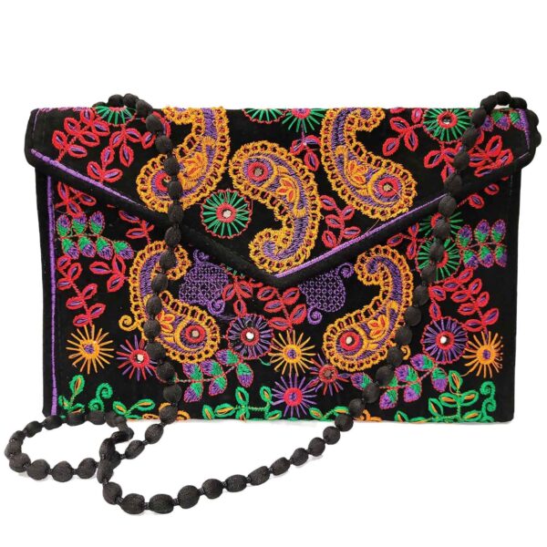 Bestickte Ethnische Samt-Clutch Handtasche - Mit Paisley-Muster