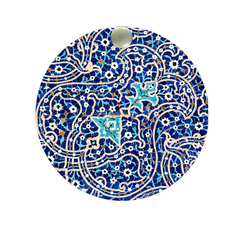Runder Taschenspiegel mit persisch inspiriertem Farhang-Design