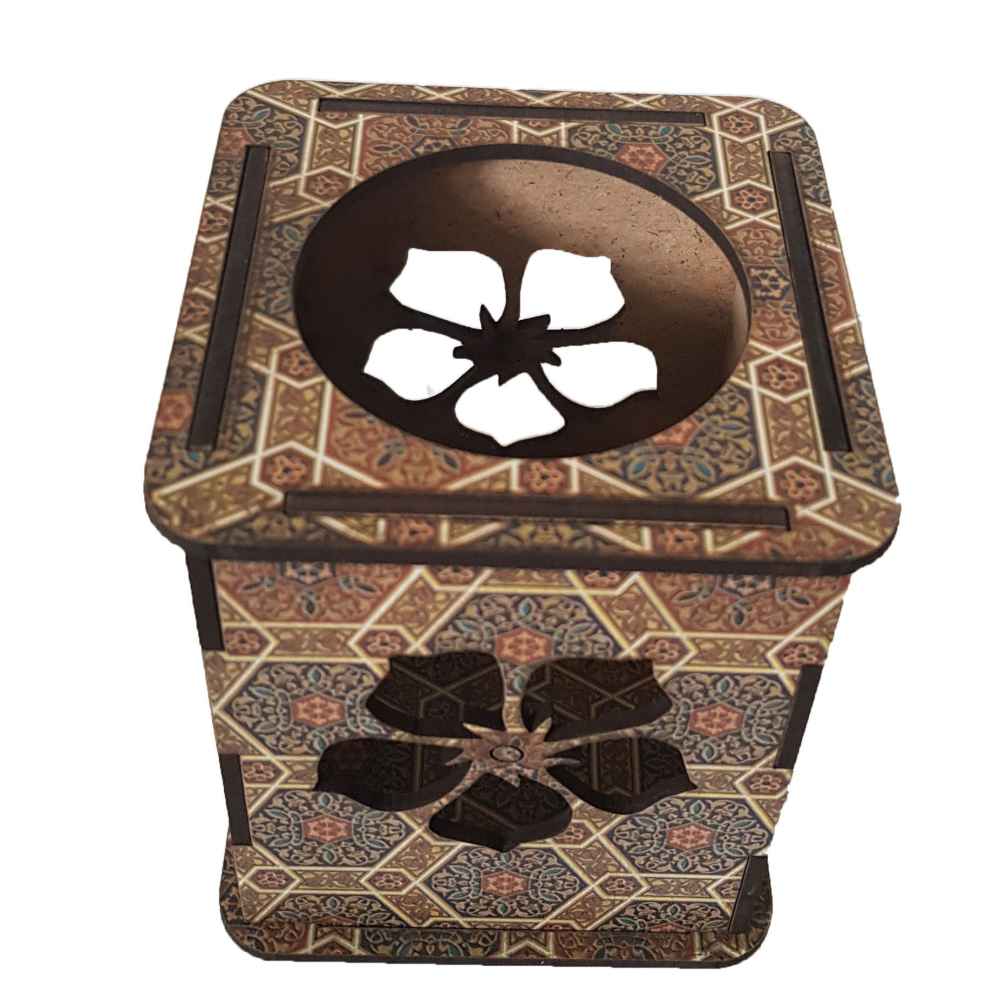 Islamischer Holz-Stifthalter für den Schreibtisch mit Fatima-Kalligrafie