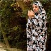 Islamischer Namaz Chador mit Ärmeln für Frauen, ideal für das Gebet - Blumenmuster Zara