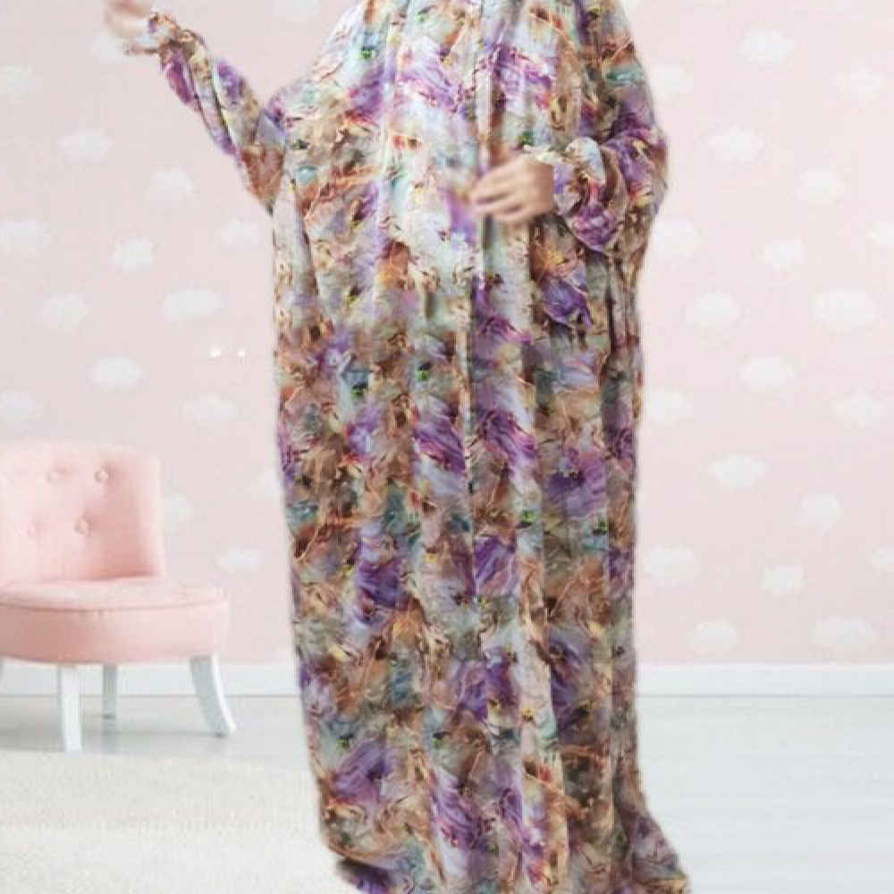 Islamischer Namaz Chador mit Ärmeln für Frauen, ideal für das Gebet – Blumenmuster Aram