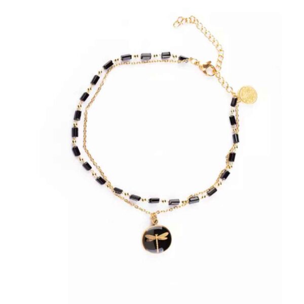 Schwarze Ketten-Fußkette Modell Libelle