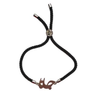 Minimalistisches persisches Silberarmband mit Schnur – Black Janan Design