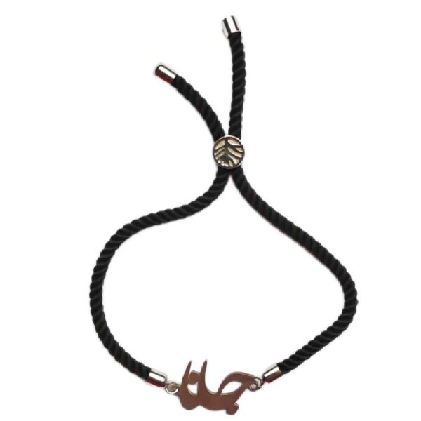Minimalistisches Silberarmband im persischen Stil mit Schnur – Design „Schwarze Janan“