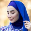 Blaues Chiffon Kopftuch Schal Hijab für muslimische Frauen