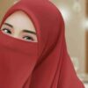 Ziegelrot Islamische Crepe quadratische Schal- & Niqab-Set für Frauen