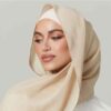 Cremefarbenes Chiffon Kopftuch Schal Hijab für Frauen