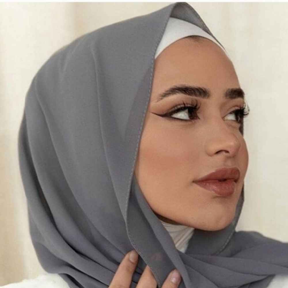 Dunkelgraues Chiffon Kopftuch Schal Hijab für muslimische Frauen