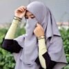 Grau Islamische Crepe quadratische Schal- & Niqab-Set für Frauen