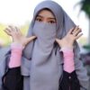Grau Islamische Crepe quadratische Schal- & Niqab-Set für Frauen