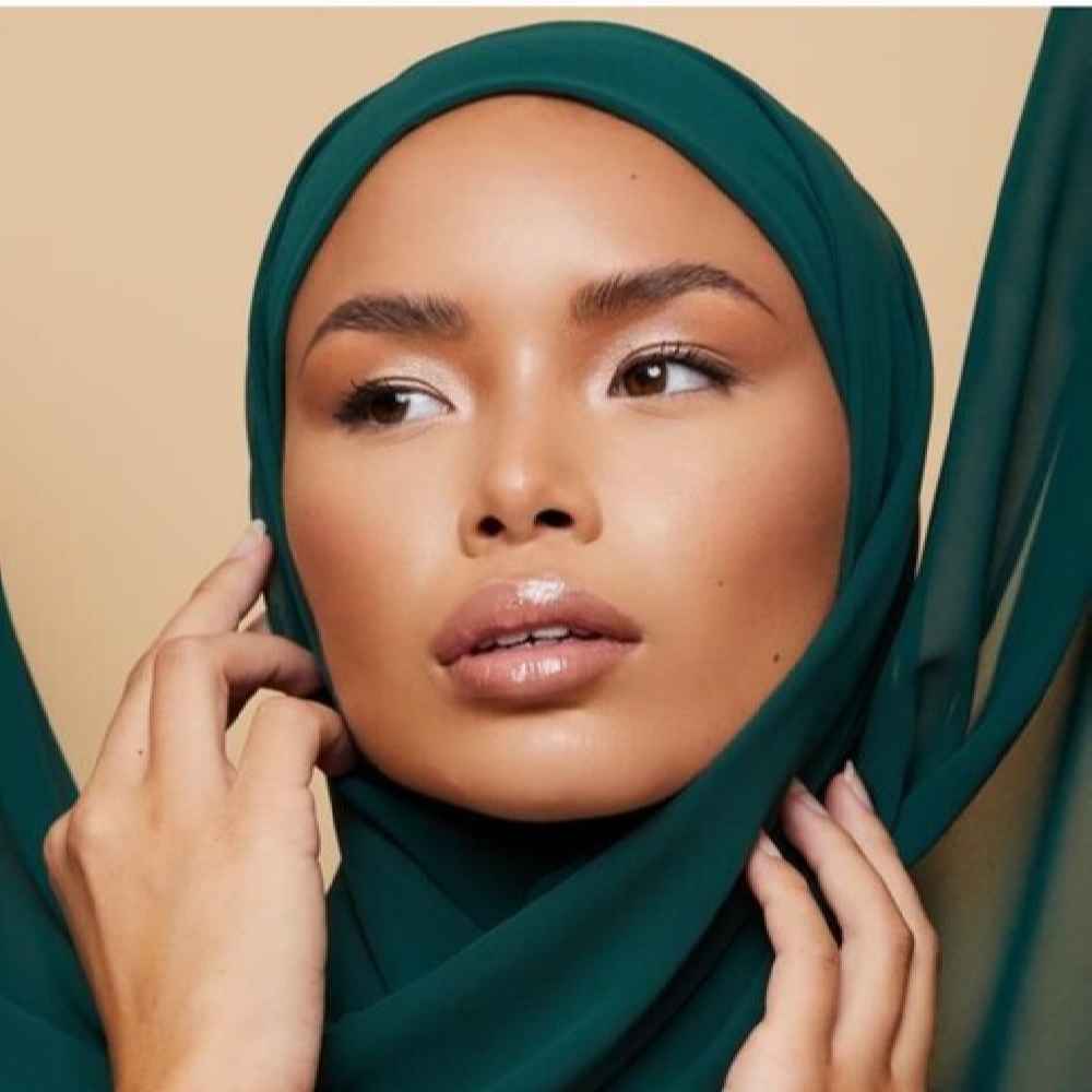 Grünes Chiffon Kopftuch Schal Hijab für muslimische Frauen