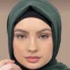 Grünes Chiffon Kopftuch Schal Hijab für muslimische Frauen