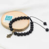 Perlenarmband für Damen – Hamsa Schwarz Design