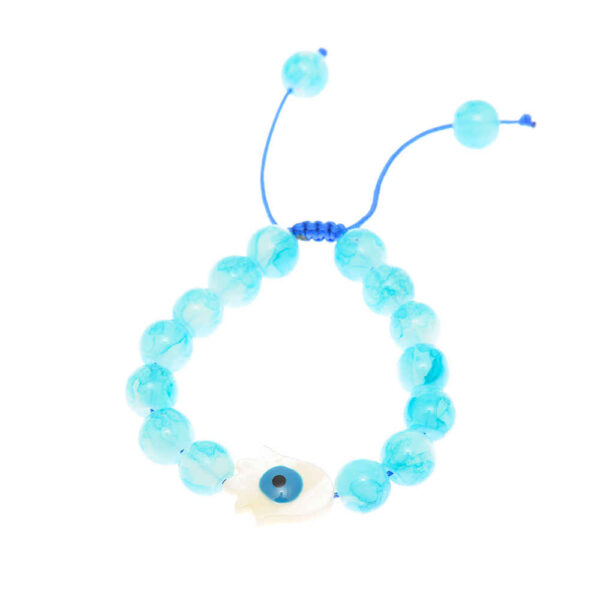 Perlenarmband für Damen – Hamsa Blau Design