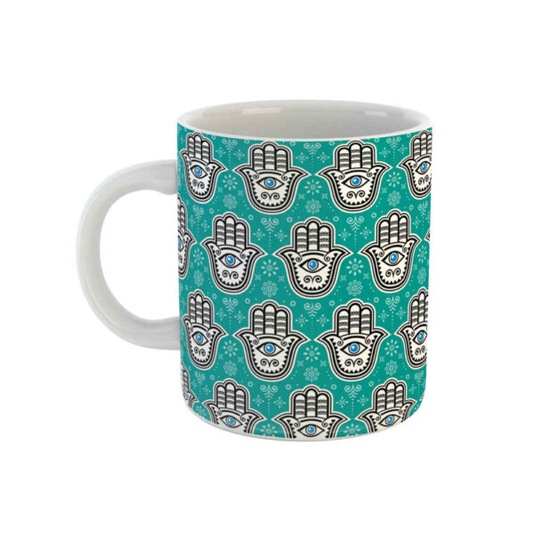 Islamische Keramik-Kaffeetasse - Hamsa Hand von Fatima Muster