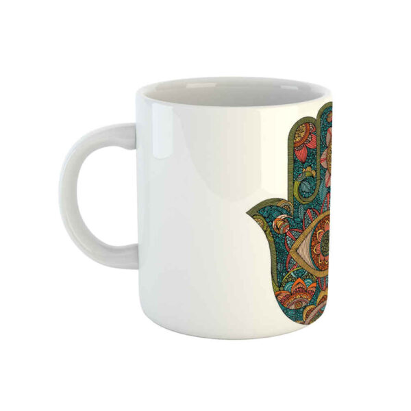 Islamische Keramik-Kaffeetasse - Hamsa & Bösen Blick Muster