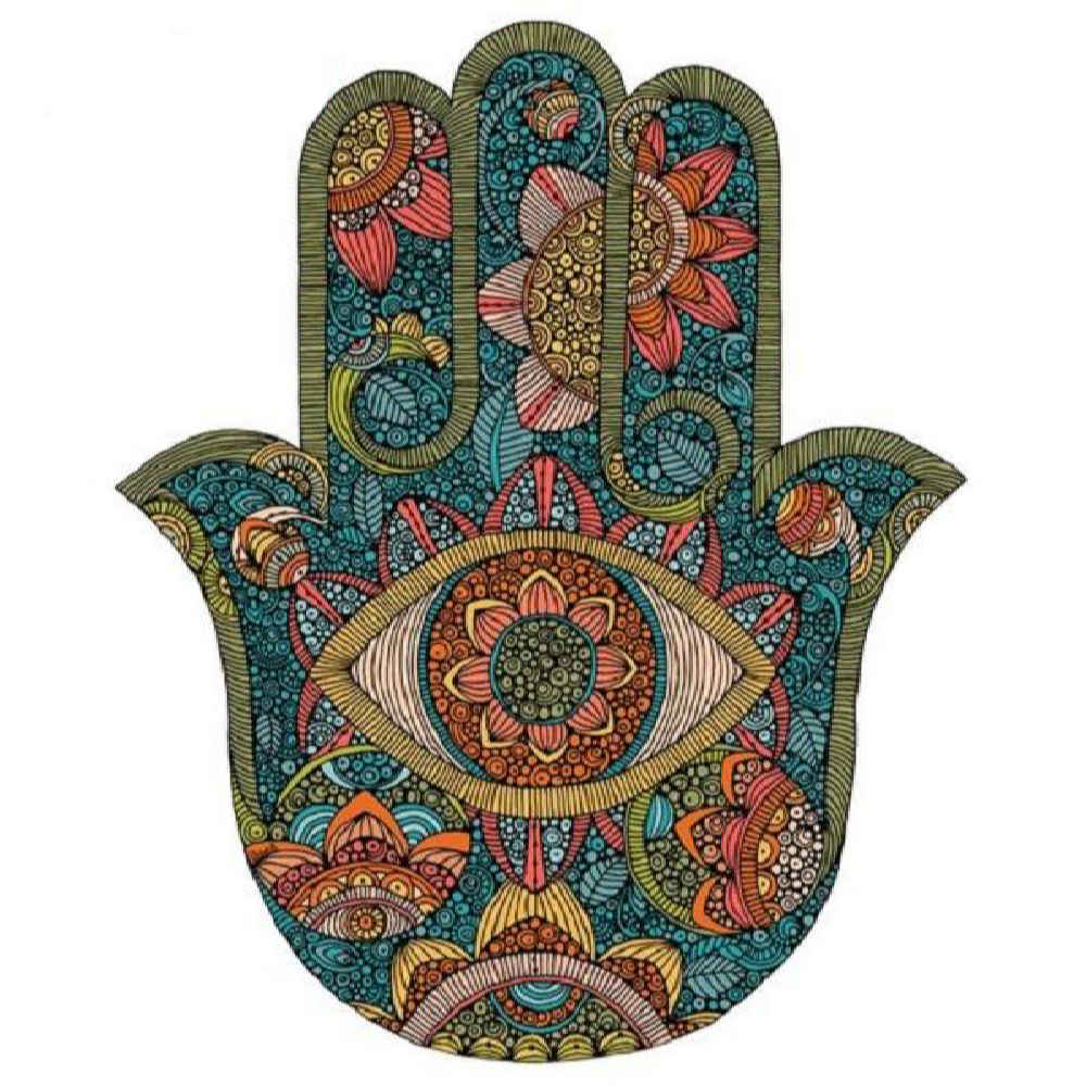 Islamische Keramik-Kaffeetasse – Hamsa & Bösen Blick Muster