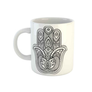 Islamische Keramik-Kaffeetasse – Hamsa Khamsah Muster